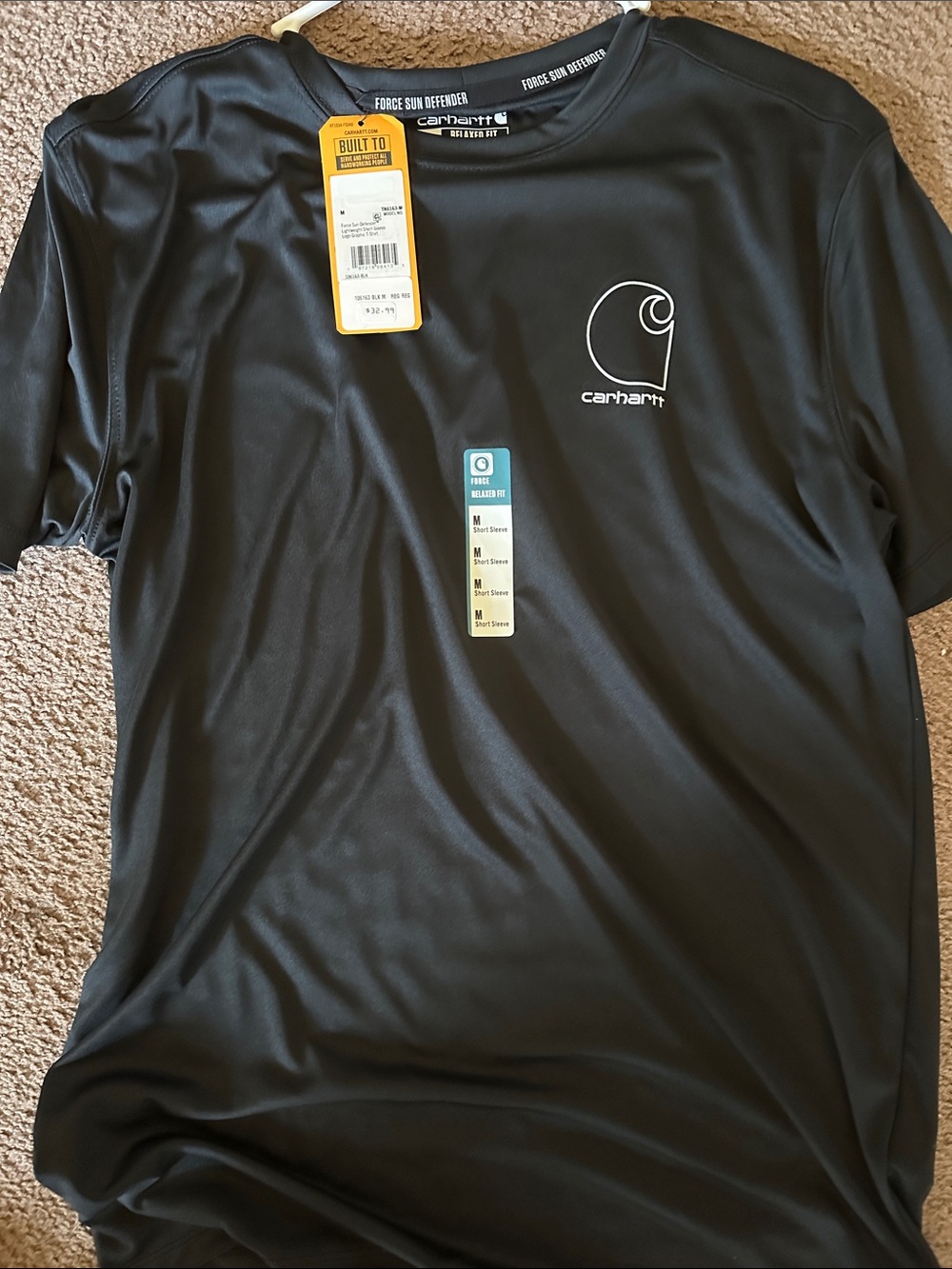 Carhartt Black Short Sleeve Performance Tee with White Logo